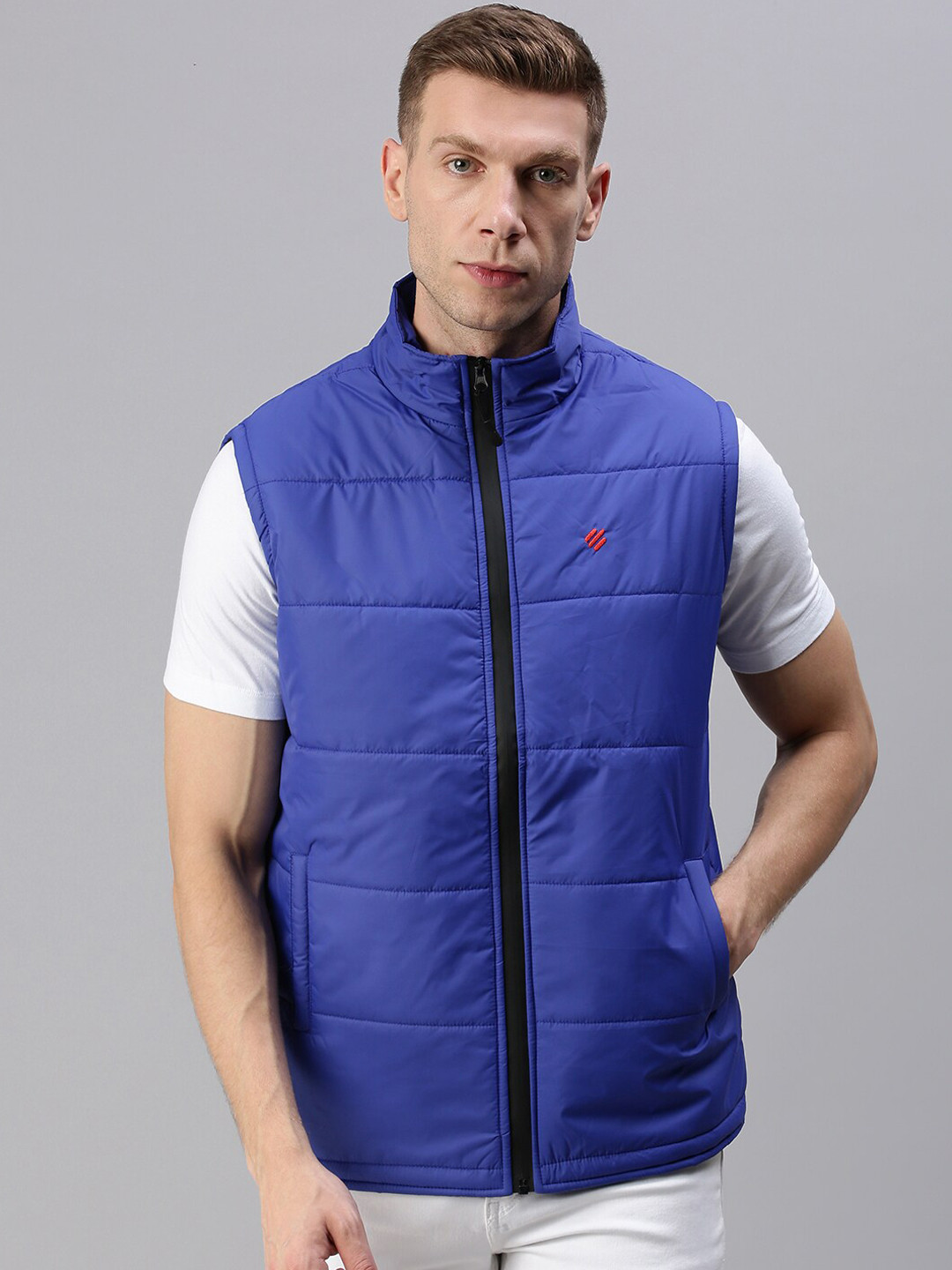 ONN Men Blue Padded Sleeveless Jacket