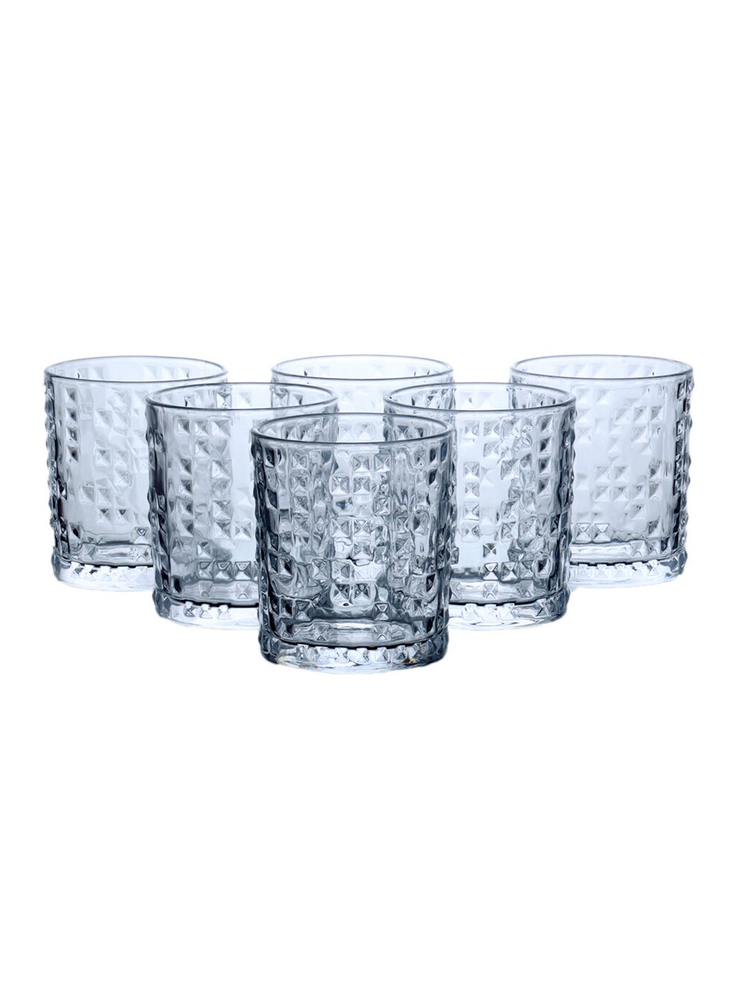 ceradeco Set of 6  Transparent Textured Glasses 250 ml Each