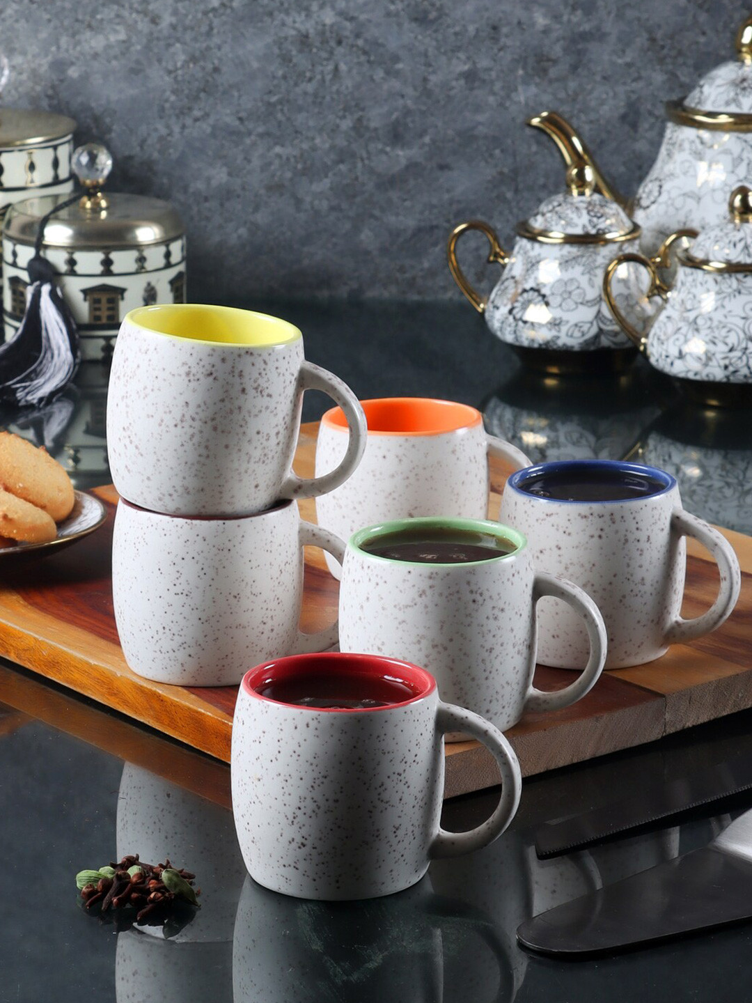 CDI Forget That I Love You White Textured Ceramic Handmade 6 Piece Cups-150ml