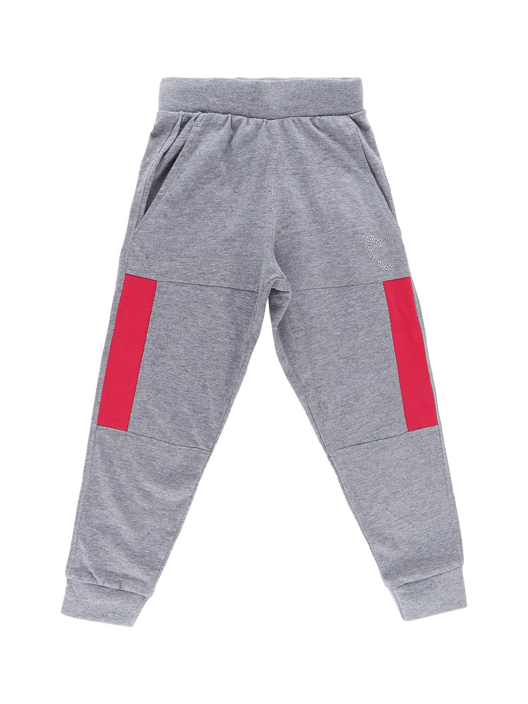 DYCA Girls Grey & Red Colourblocked Cotton Jogger