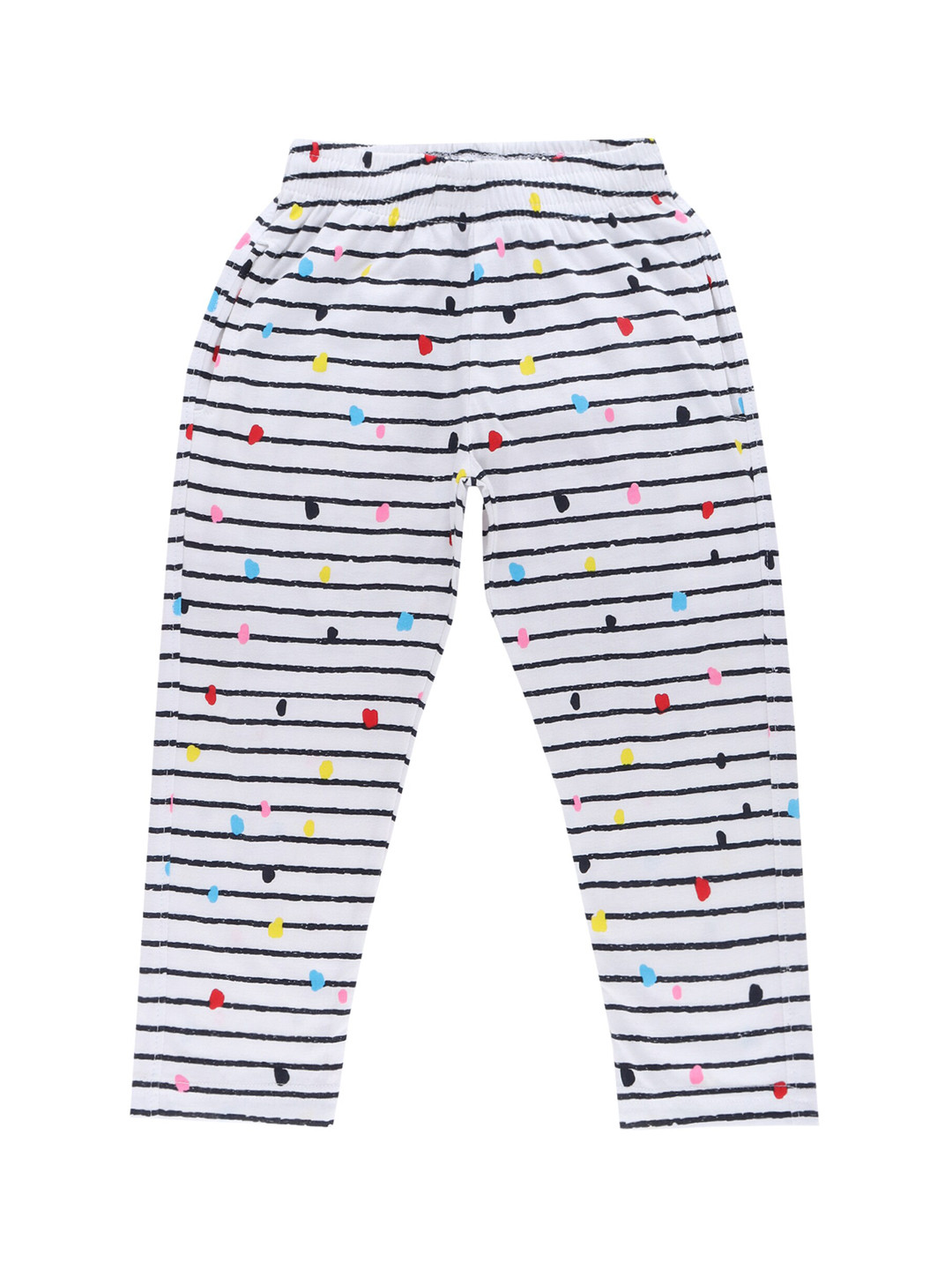 DYCA Girls White & Black Striped Track Pants