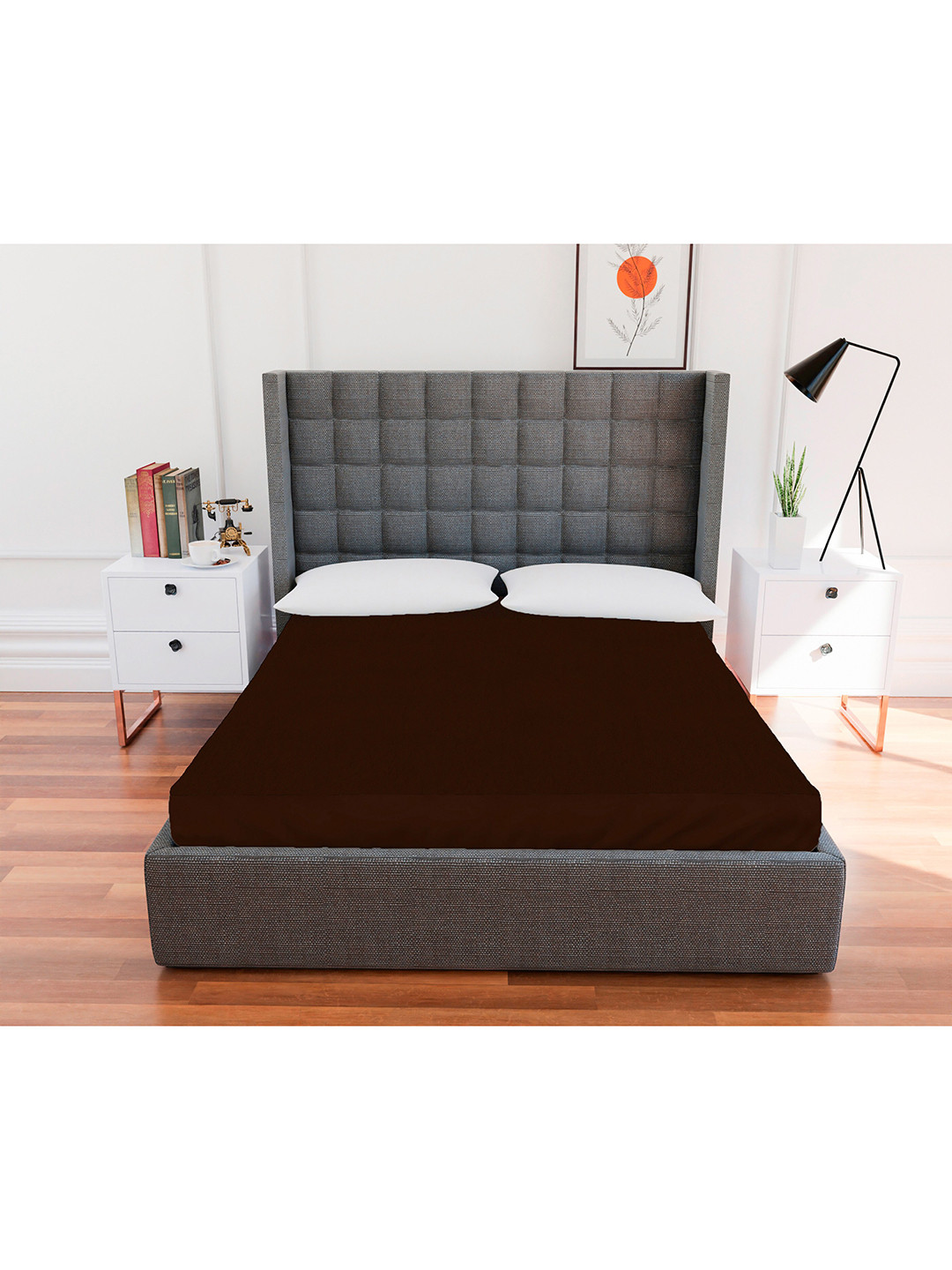AVI Brown Solid King Size Waterproof Mattress Protector