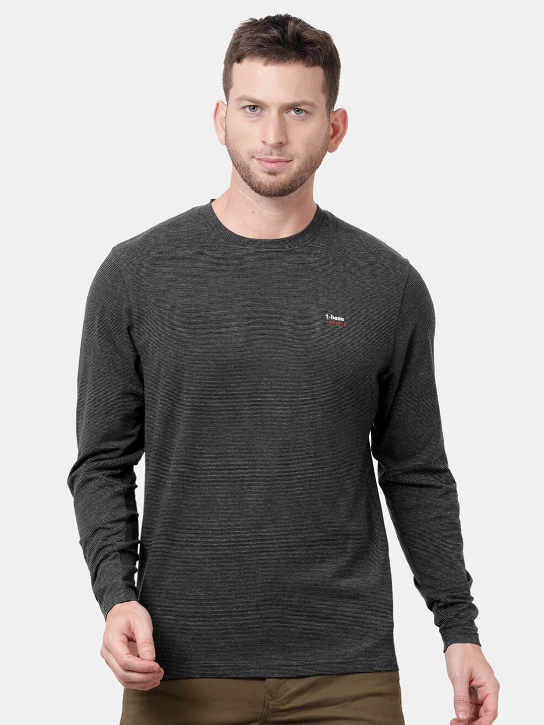 t-base Men Grey Melange Lycra Jersey T-shirt