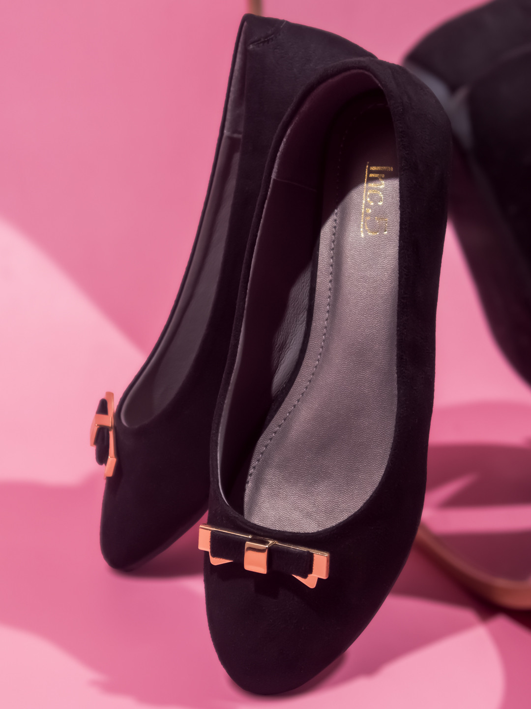Inc 5 Women Black Ballerinas with Bows Flats