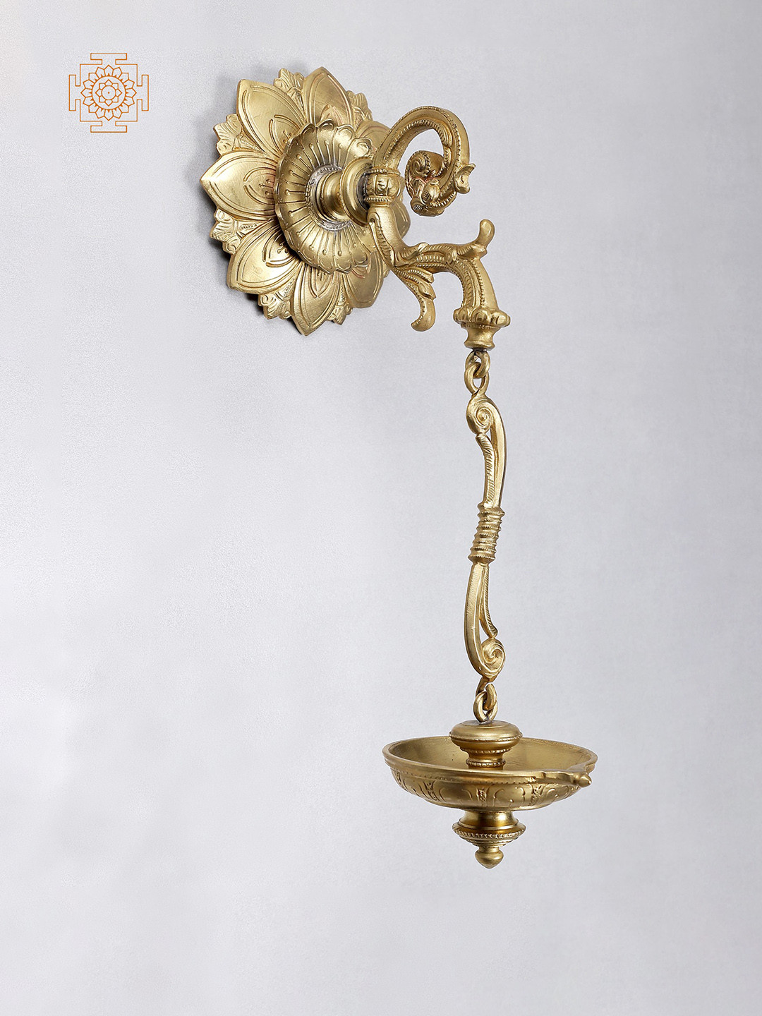 Exotic India Bronze Designer Diya Wall Hanging