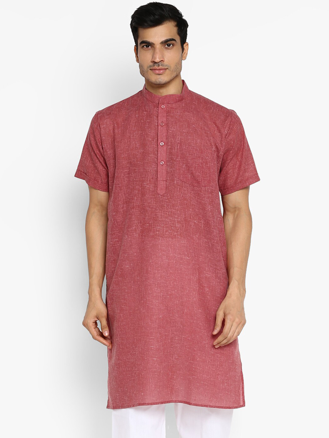 ROYAL KURTA Men Coral Thread Work Summer Sheers Kurta