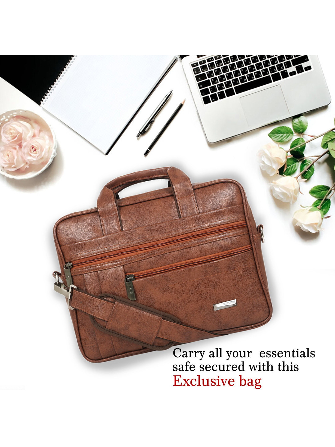 ZIPLINE Unisex Tan Textured Laptop Bag