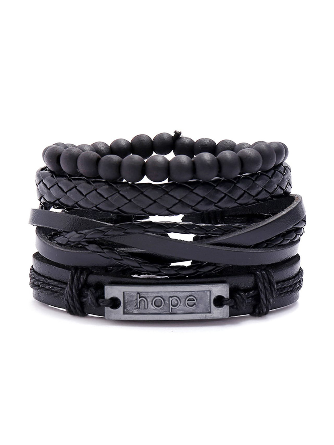 UNIVERSITY TRENDZ Unisex Black Solid Beaded Bracelet