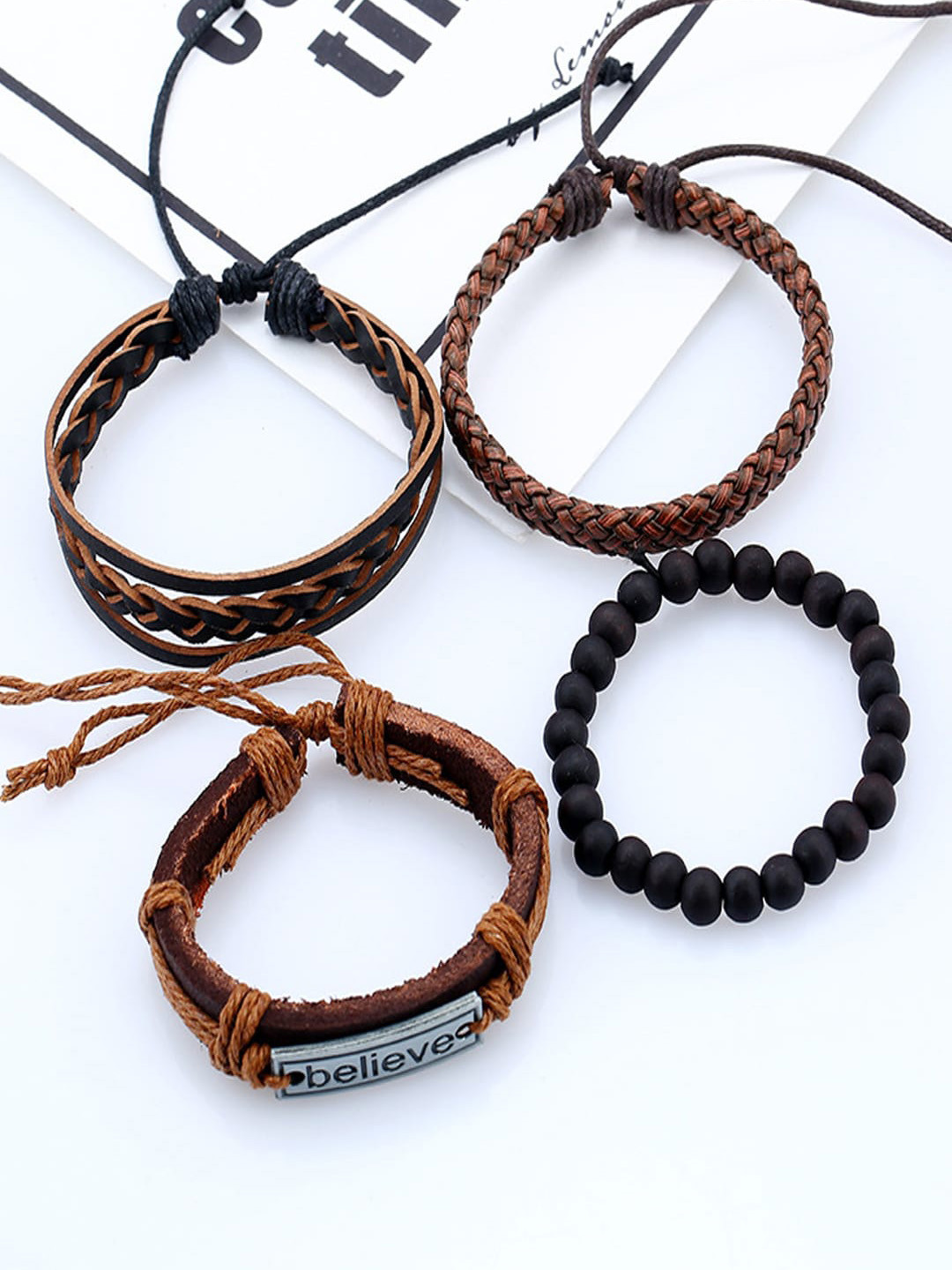 UNIVERSITY TRENDZ Unisex 4 Psc Brown Bracelet