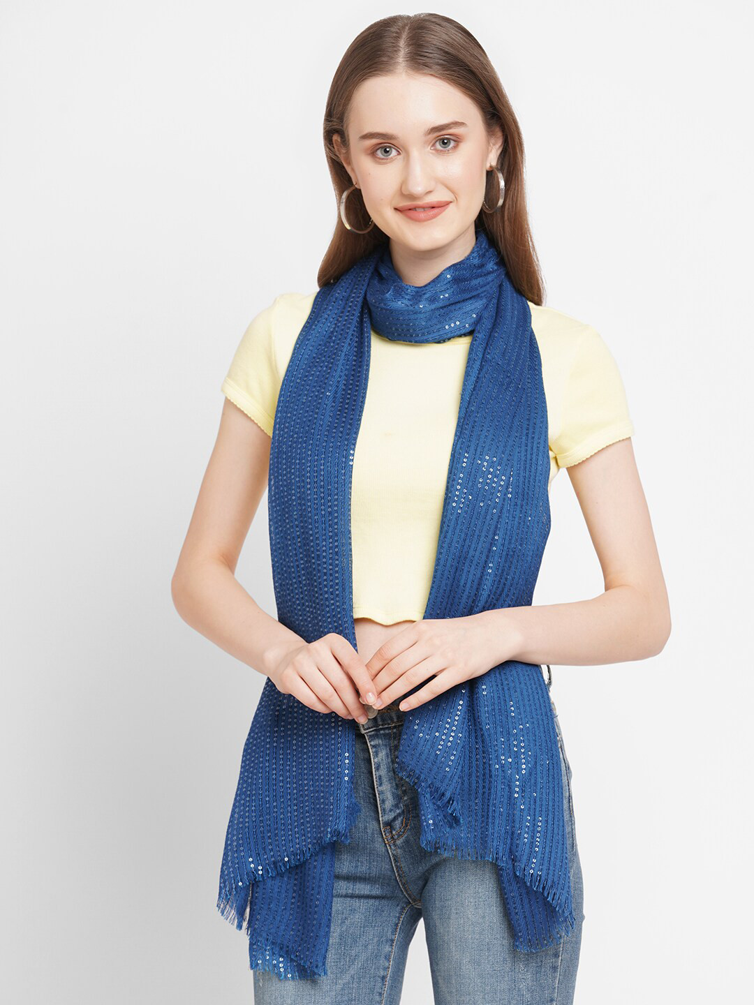 Cloth Haus India Women Blue heavy sequins Scarf