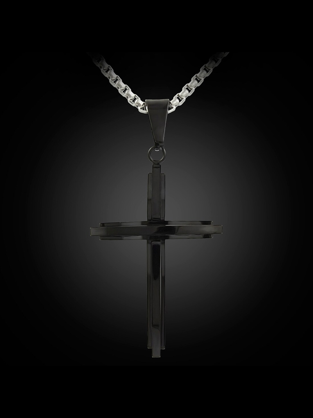 NAKABH Black Cross Shaped Pendant With Chain