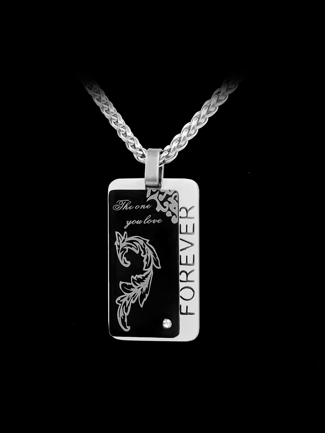 NAKABH Silver-Toned Black Pendant