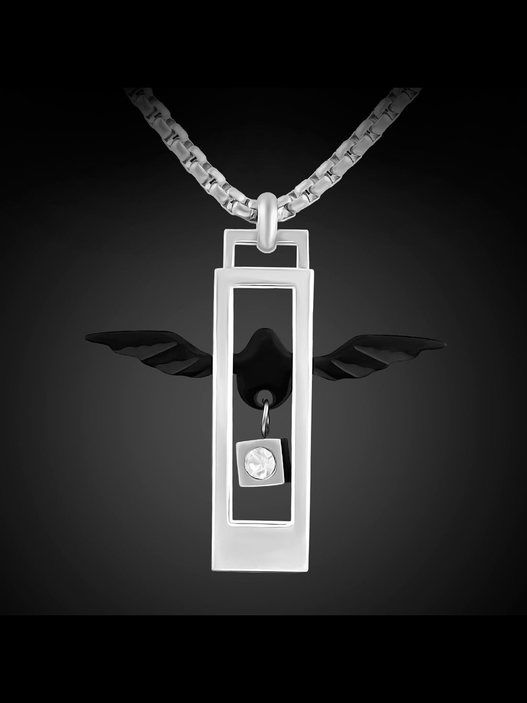 NAKABH Silver-Toned Black Pendant