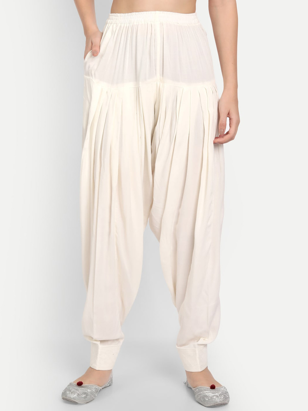 APELLA Women Off White Solid Loose-Fit Salwar