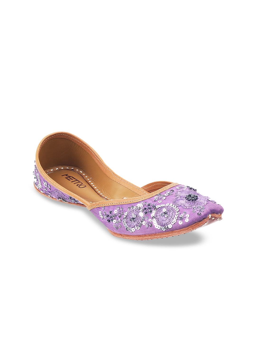 Metro Women Purple Embellished Mojaris