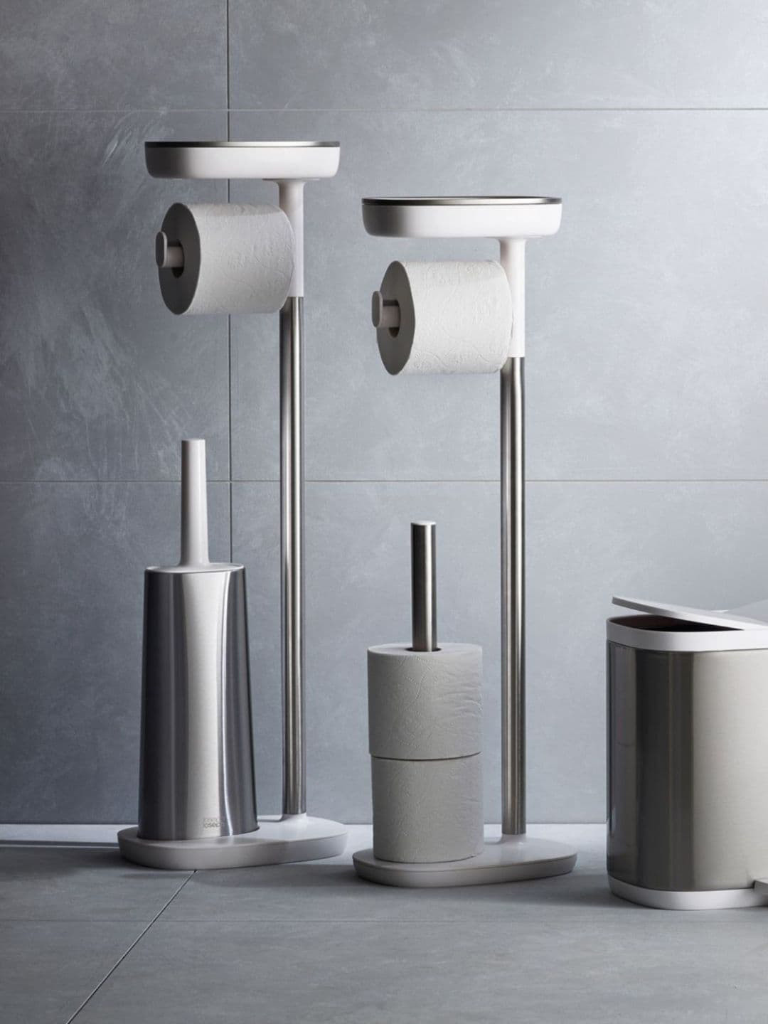 Joseph Joseph Cream Coloured Solid Flex Steel Toilet Brush