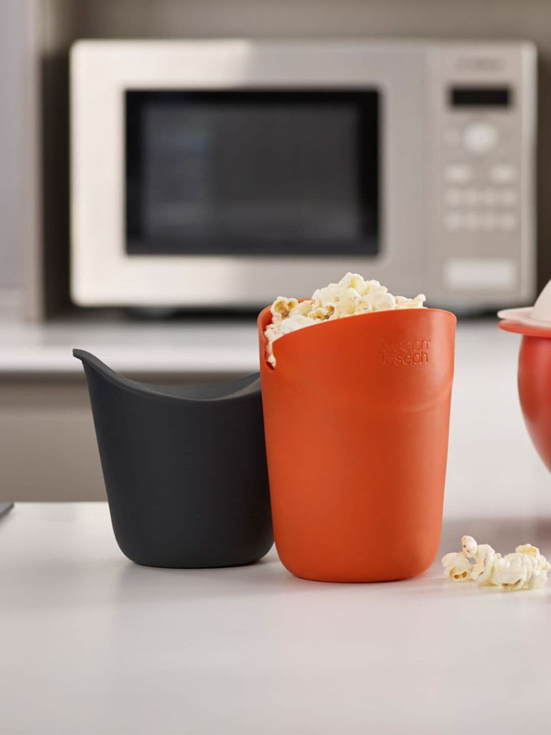 Joseph Joseph Set Of 2 Grey & Orange Solid Popcorn Maker