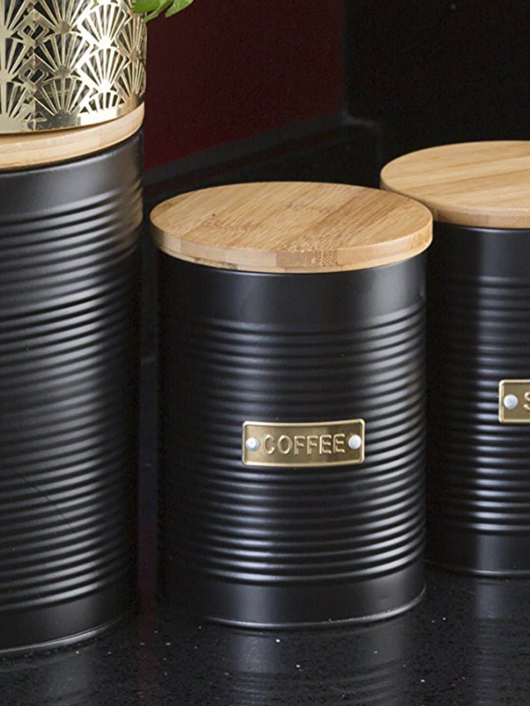 Typhoon Otto Black Striped Stainless Steel Dishwasher Safe Flip Top Fridge Container