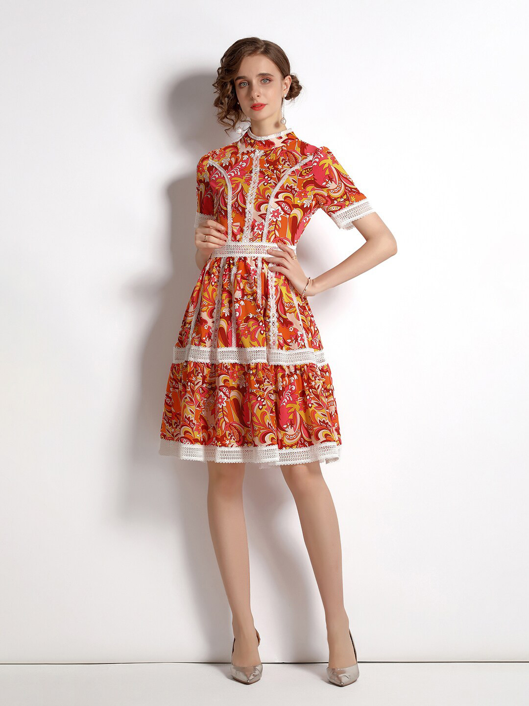 JC Collection Orange & Red Ethnic Motifs Dress