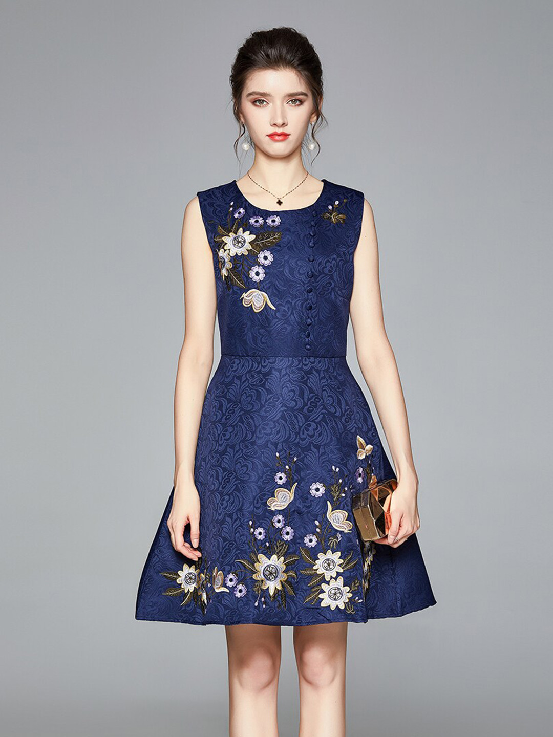 JC Collection Navy Blue Empire Dress
