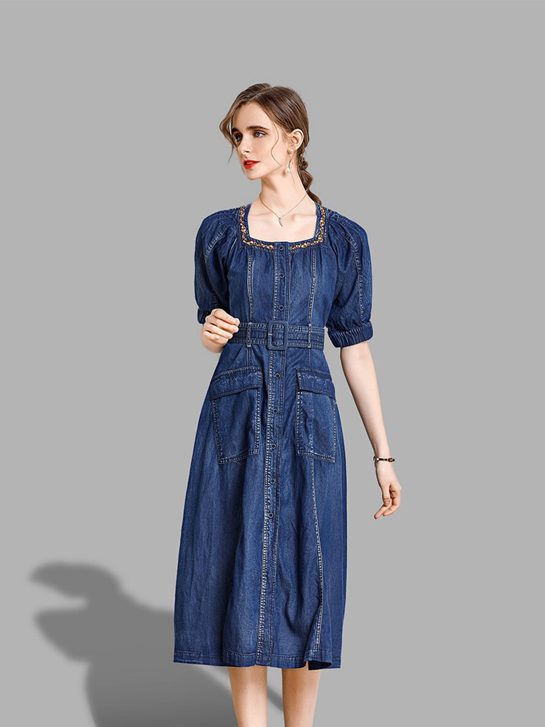 JC Collection WOMEN Blue Midi Dress