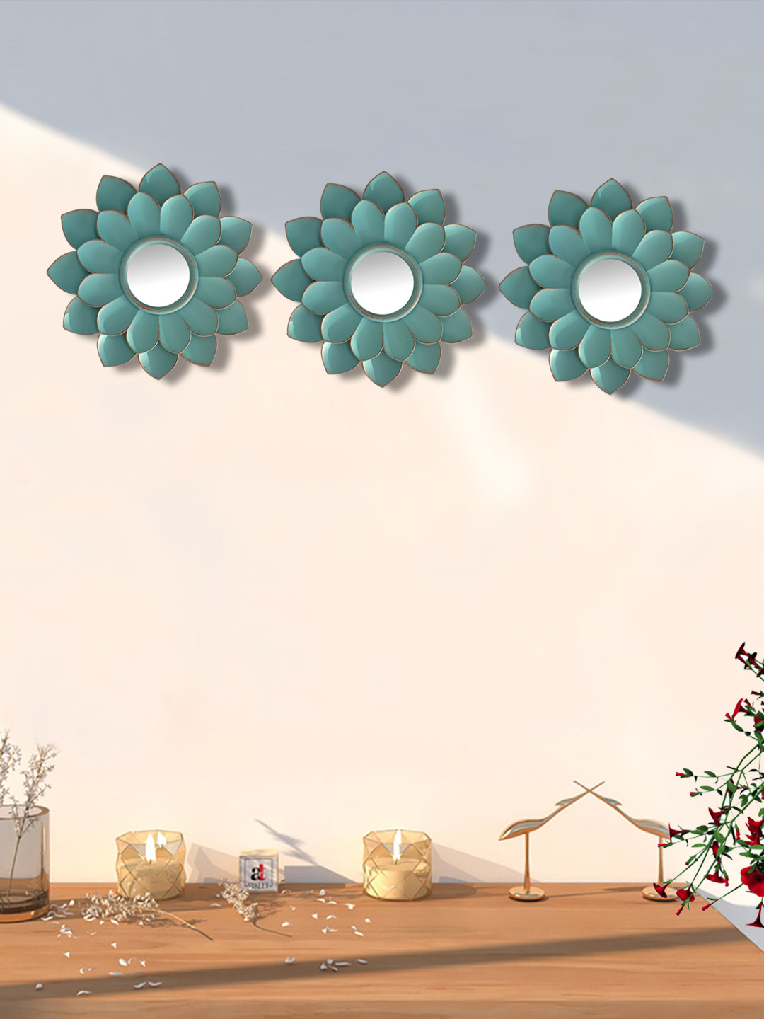 Art Street Set of 3 Blue Lotus Decorative Plastic Plate Wall Decor