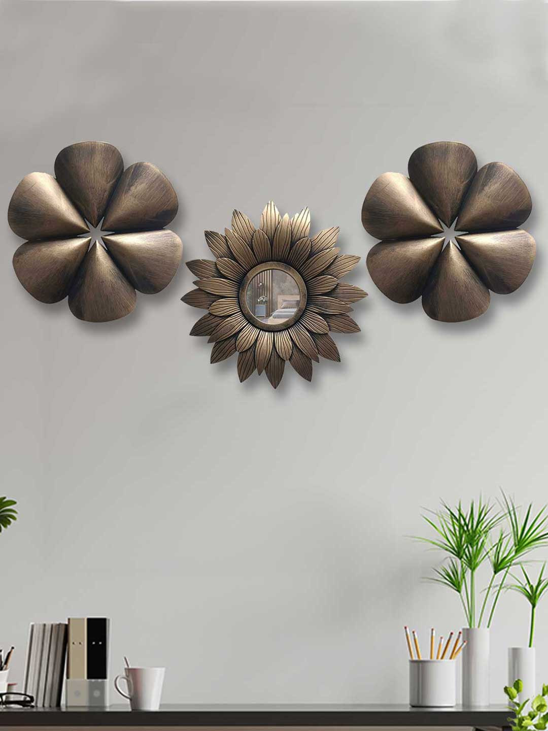 Art Street Engraved Floral Decorative Plastic Antique Hanging Hall 3Pcs Wall Plates-10In