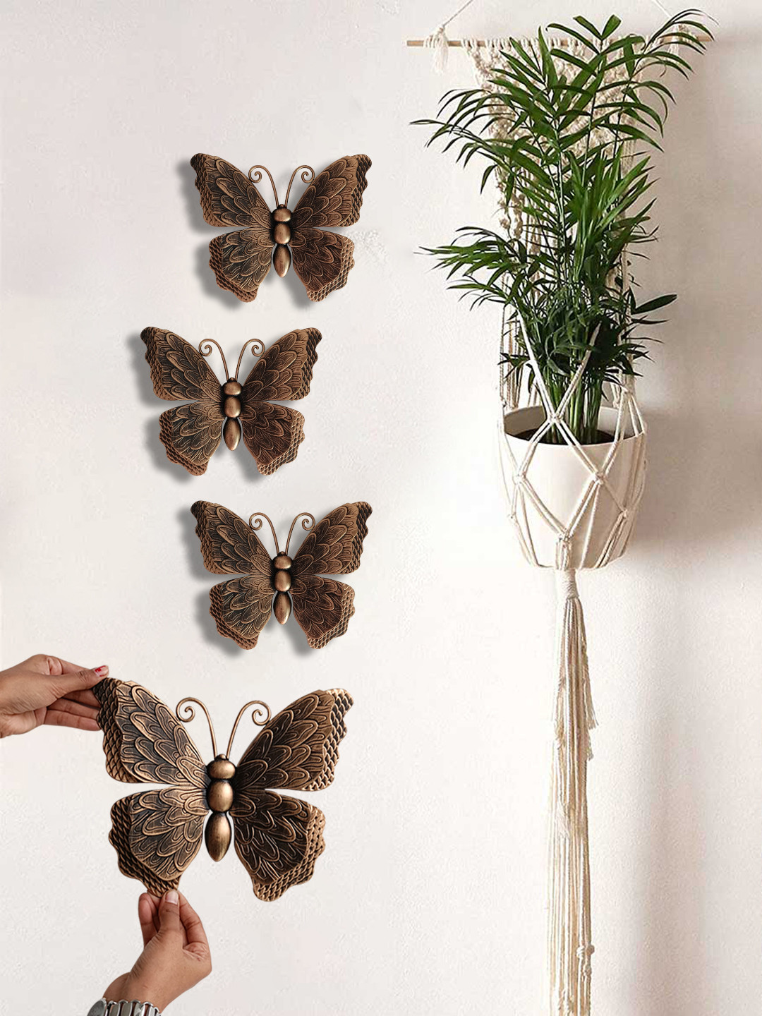 Art Street Butterfly Plastic Matte Hanging Hall 3Pcs Wall Plates-10In