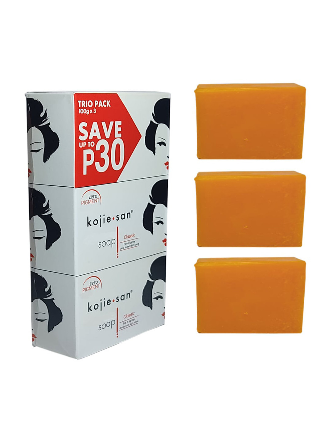 kojie.san Set Of 3 Zero Pigment Light Classic Soap - 300Gm