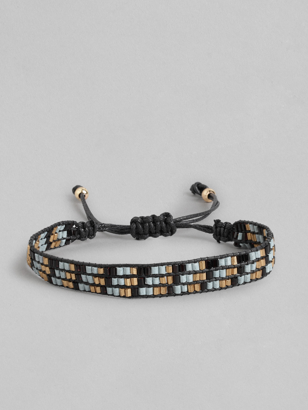 RICHEERA Women Gold-Toned & Black Braided Bracelet