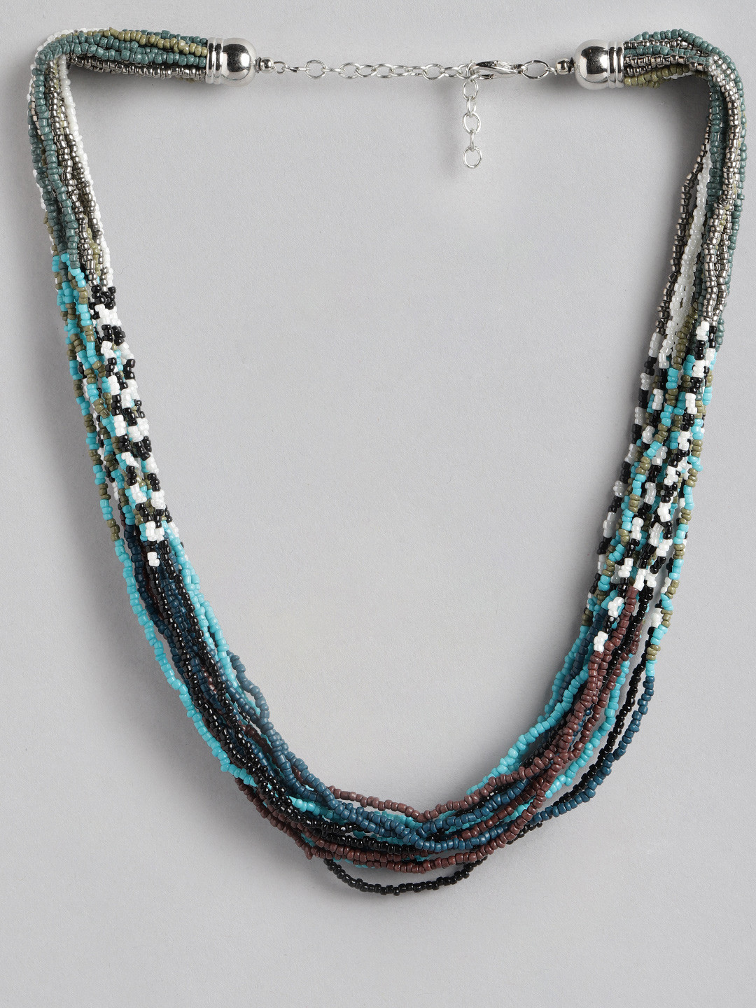 RICHEERA Blue & White Beaded Layered Necklace
