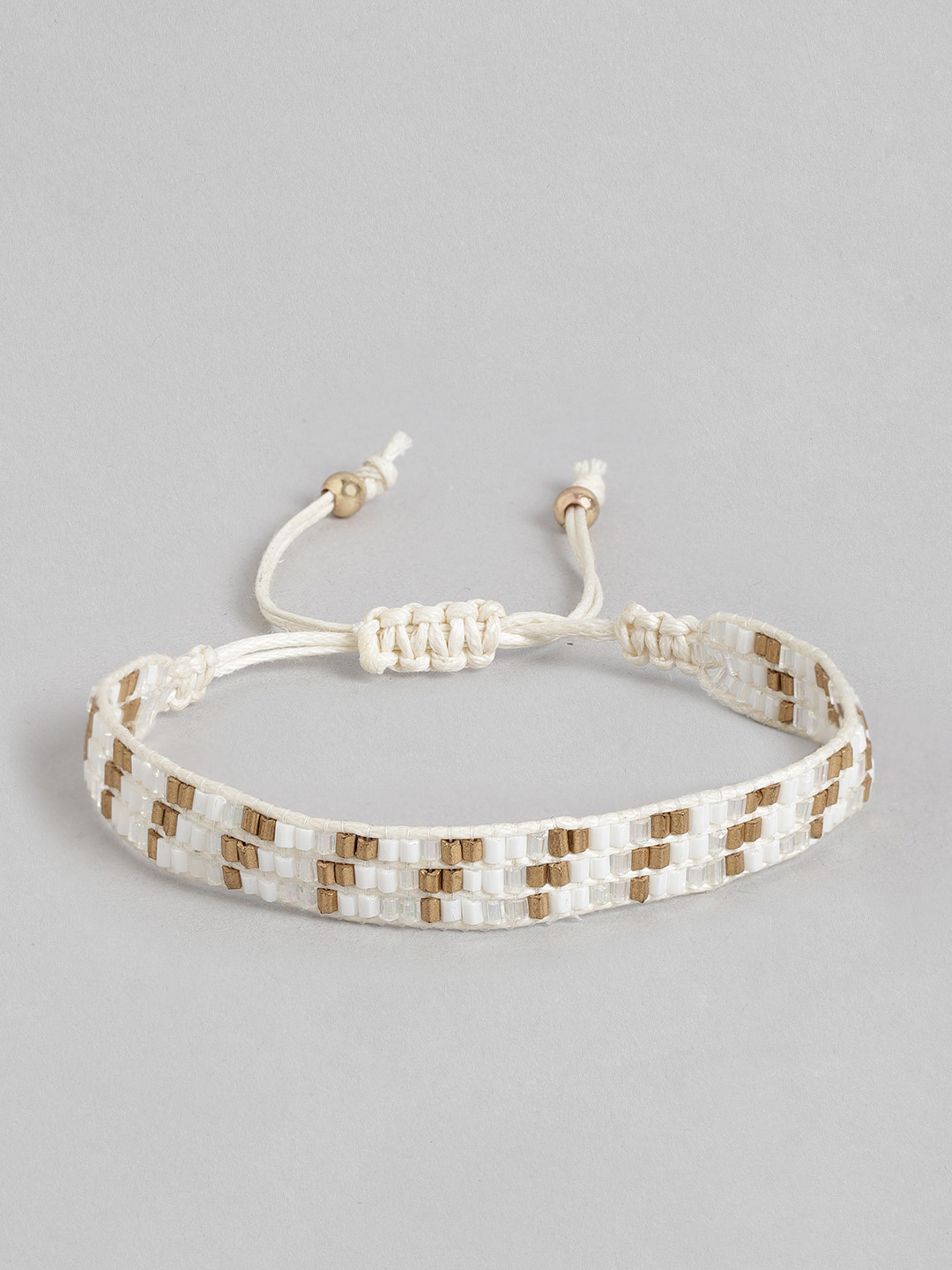 RICHEERA Women White & Gold-Toned Braided Bracelet
