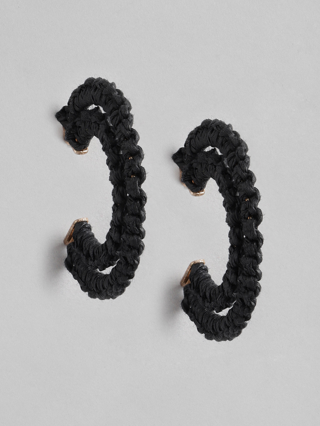 RICHEERA Black Crescent Shaped Half Hoop Earrings