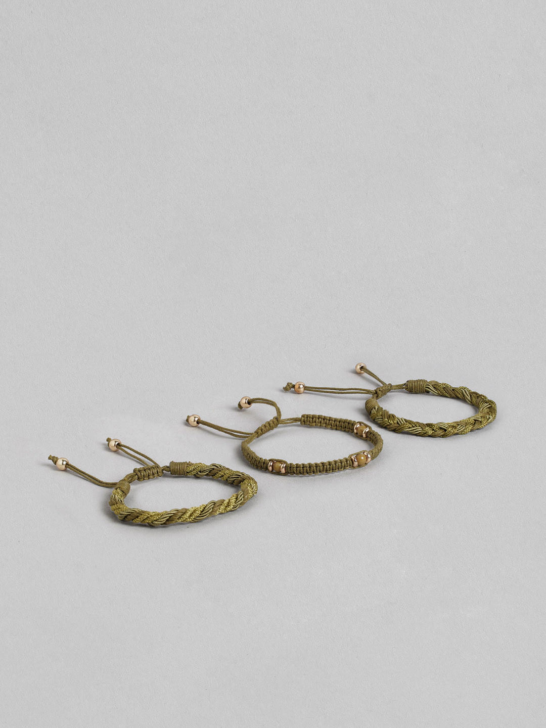 RICHEERA Women Green & Gold-Toned Braided Bracelet