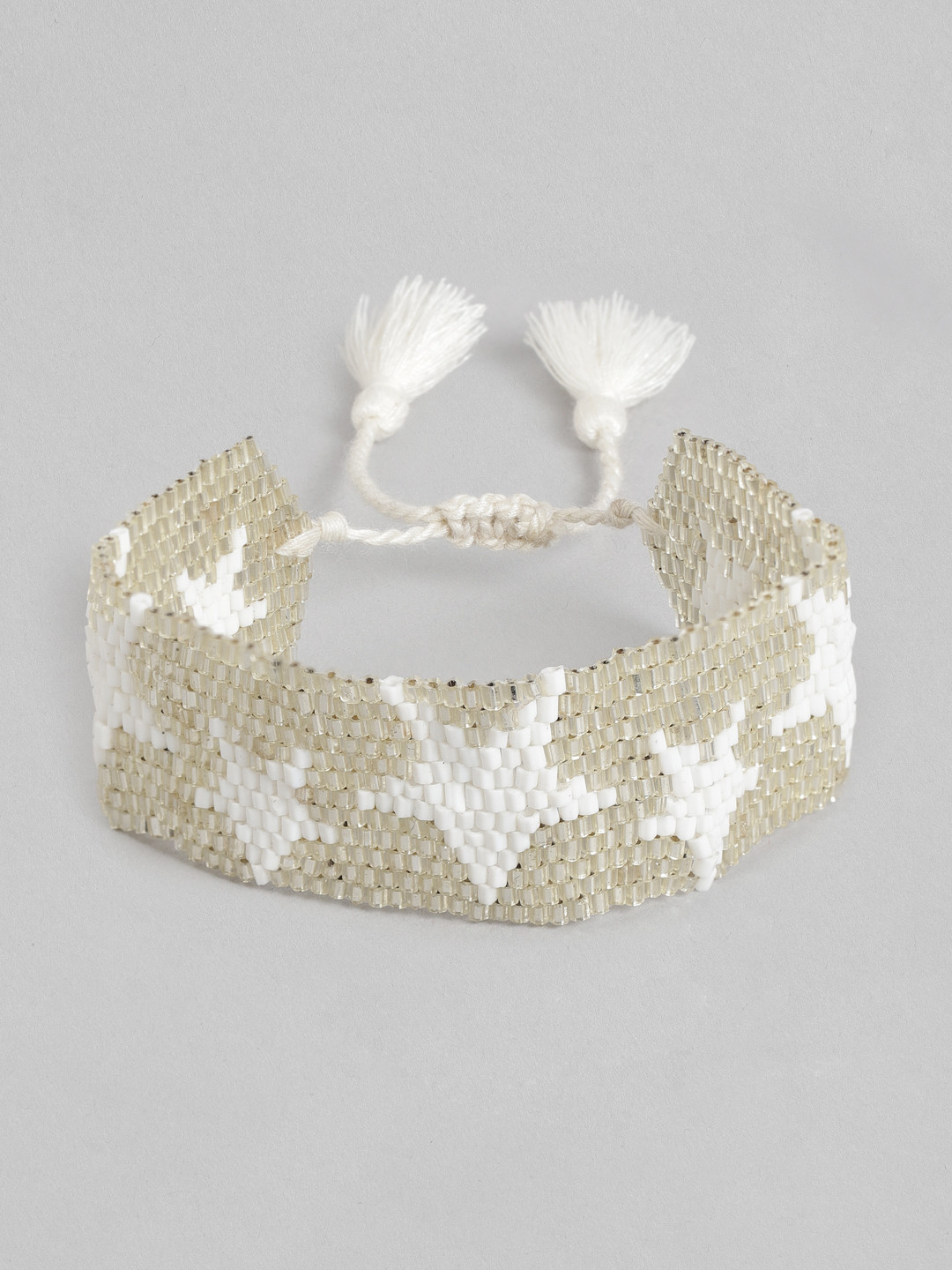 RICHEERA Women Gold-Toned & White Braided Bracelet
