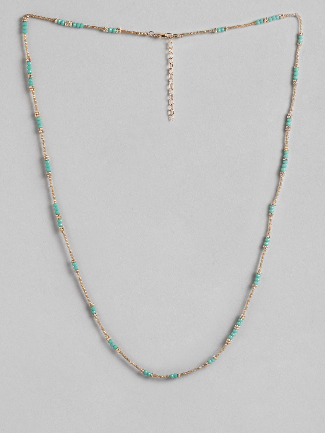 RICHEERA Turquoise Blue & Gold-Toned Gold-Plated Beaded Necklace
