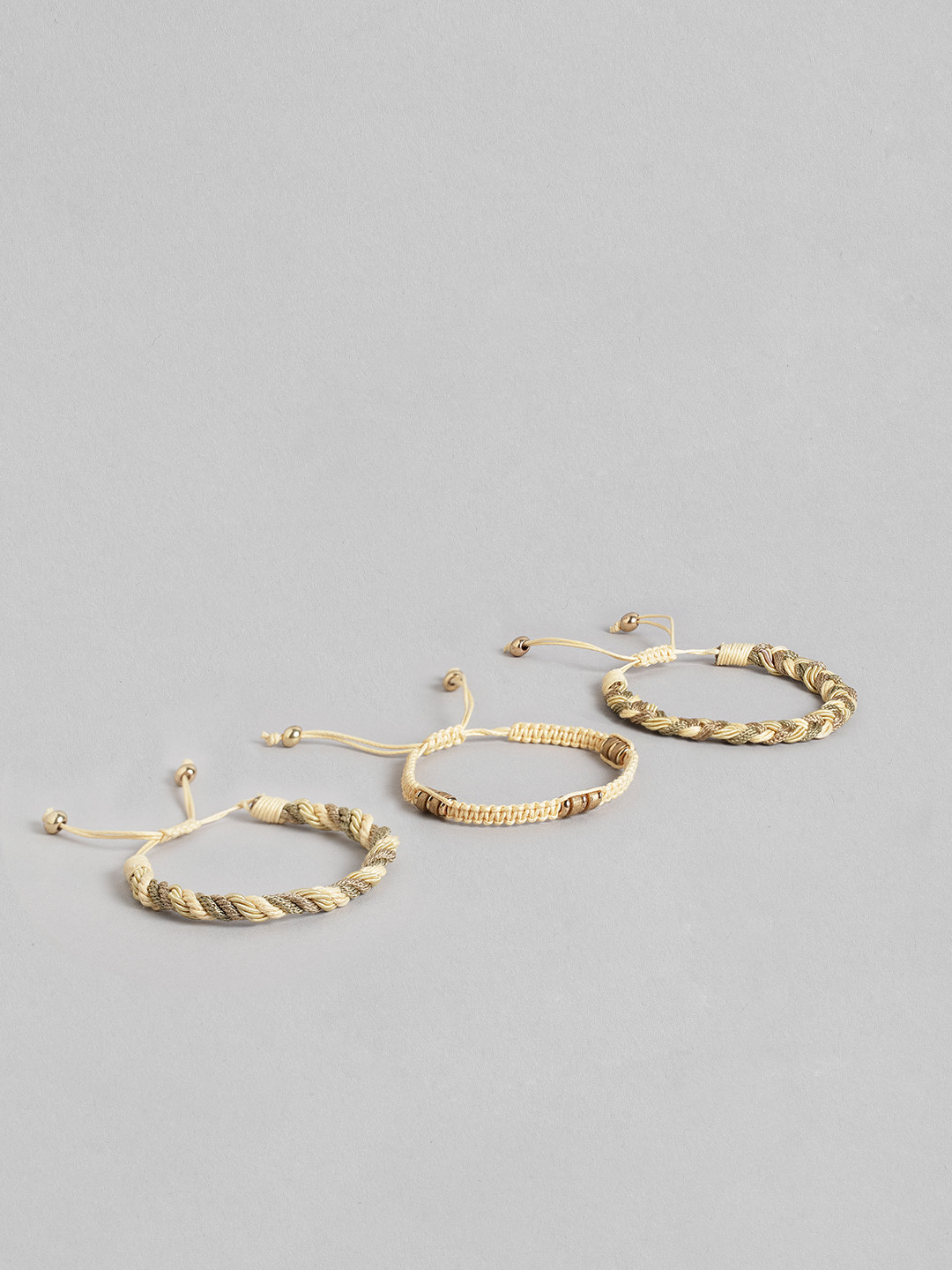 RICHEERA Women Beige & Gold-Toned Braided Bracelet