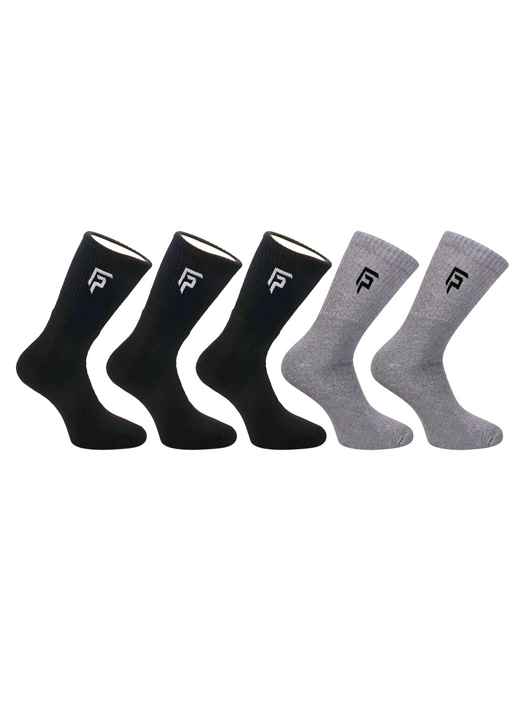 FOOTPRINT Men 5 Pairs Anti Odour Organic Cotton Calf-Length Solid Bamboo Sports Terry Socks