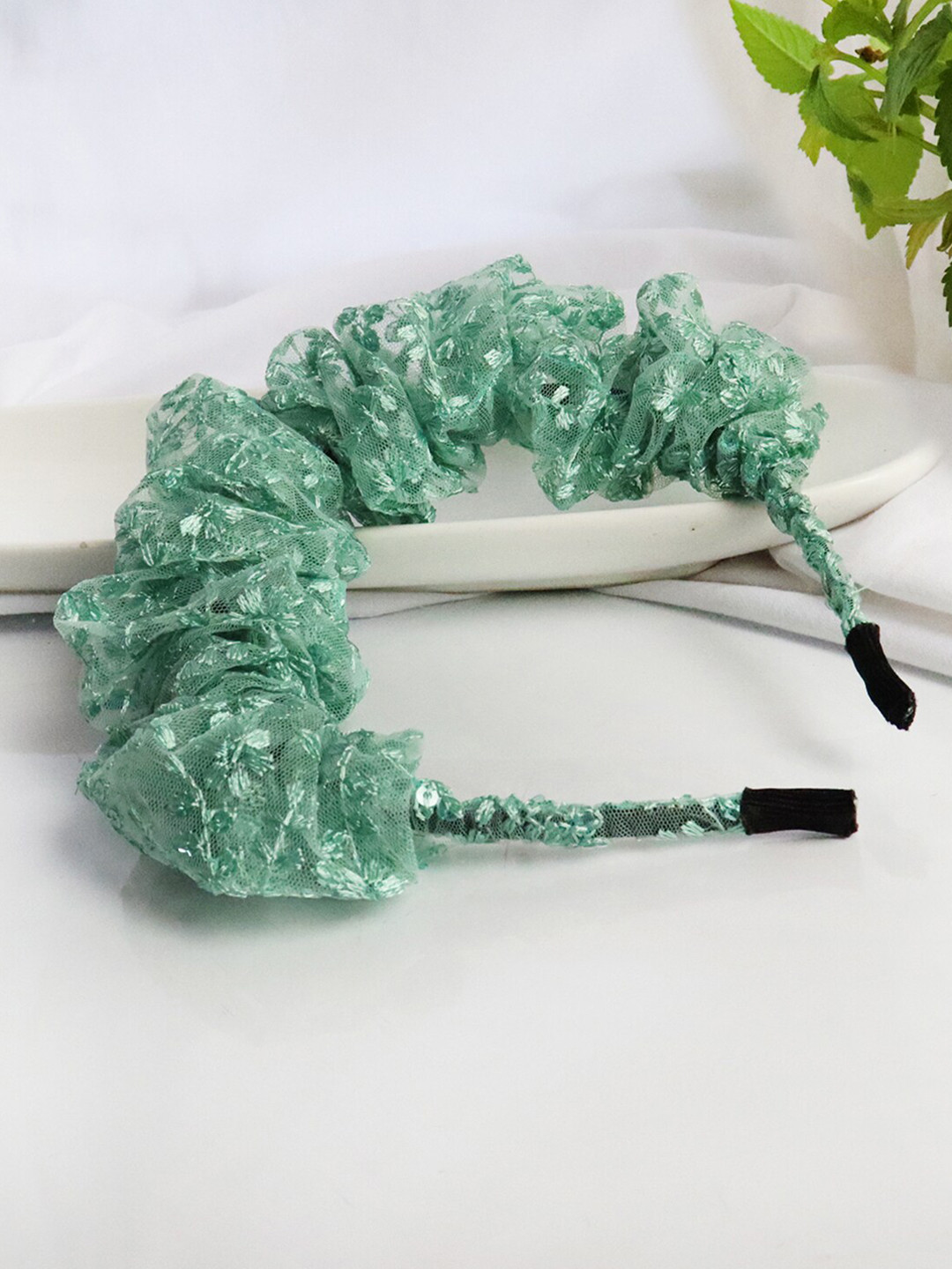 Soho Boho Studio Women Green Scrunchie Hairband