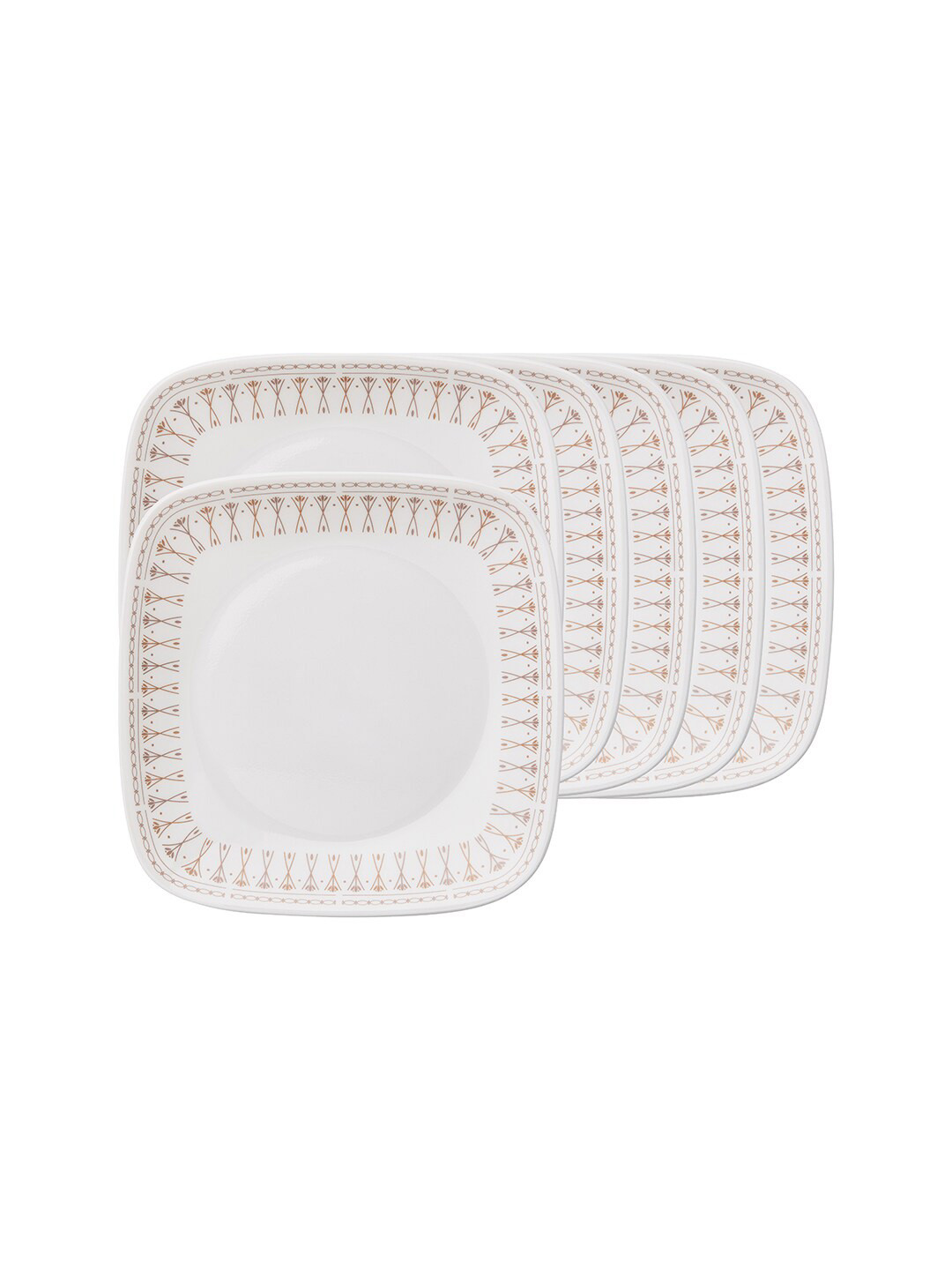 Corelle White & 6 Pieces Dishwasher And Microwave Safe Floral Printed Glossy Plates