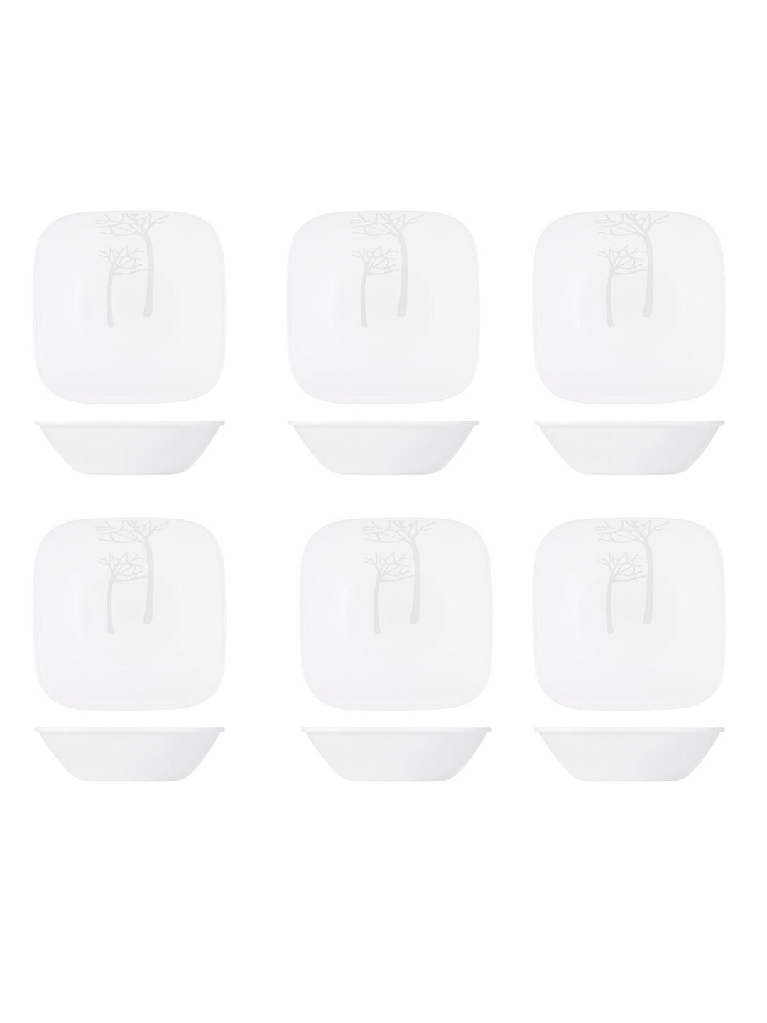 Corelle square round gold collection White 6 Pieces Floral Printed Glossy Dessert Bowls