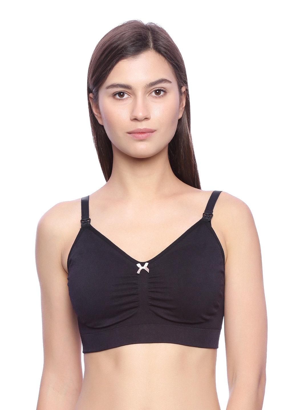 Buy Zivame Black Solid Non Wired Lightly Padded Maternity Bra