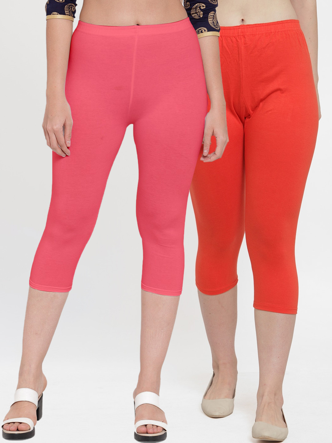 GRACIT Women Orange & Pink Cotton Capris