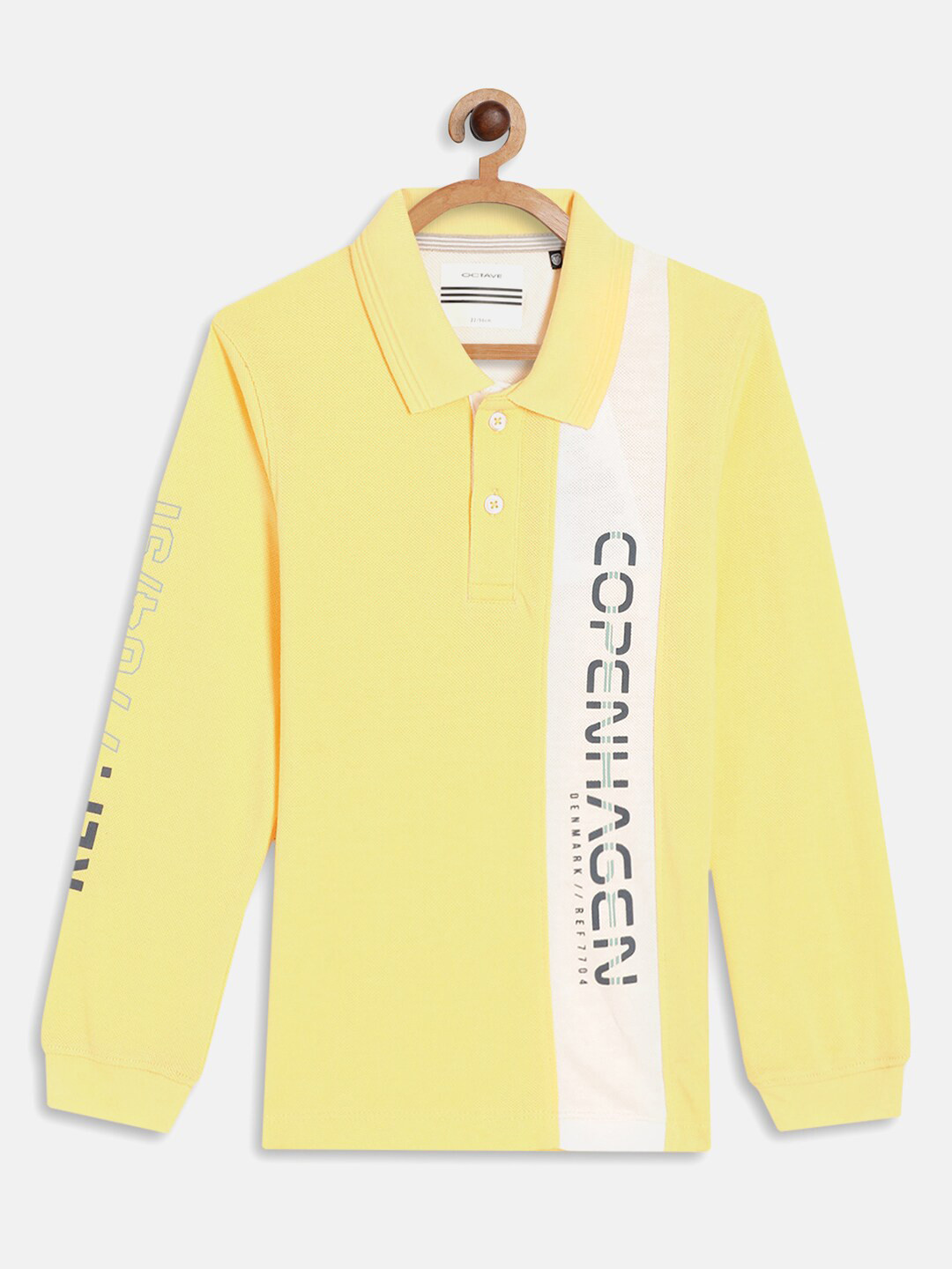 Octave Boys Yellow Varsity Polo Collar T-shirt