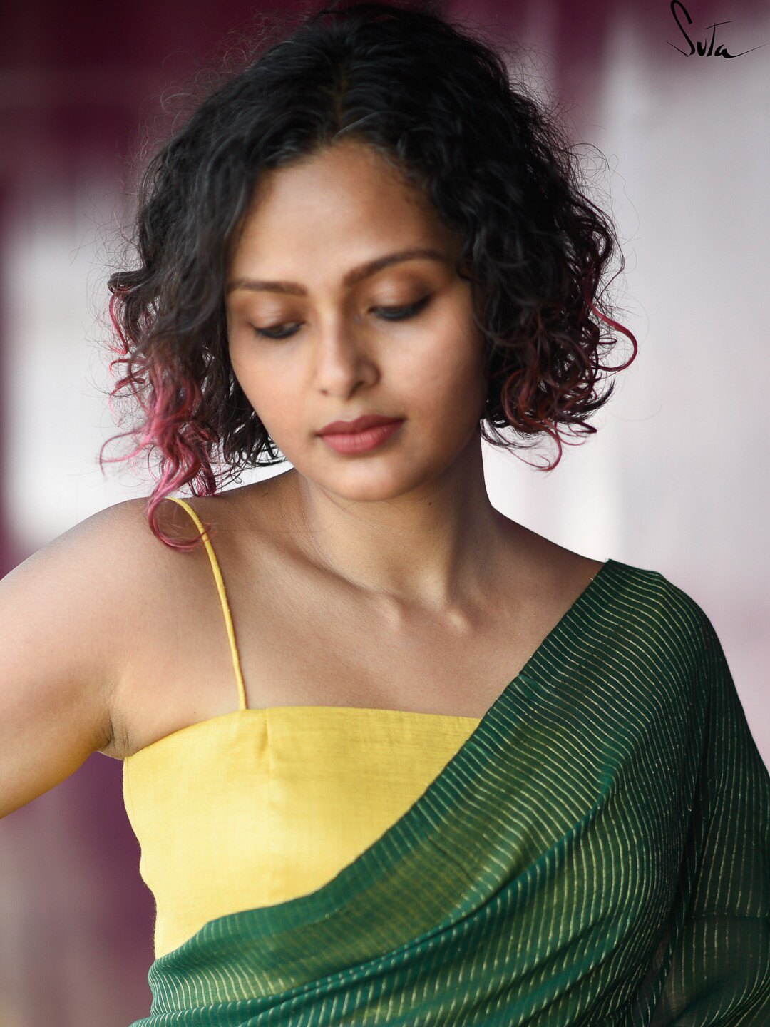Suta Women Yellow Solid Saree Blouse