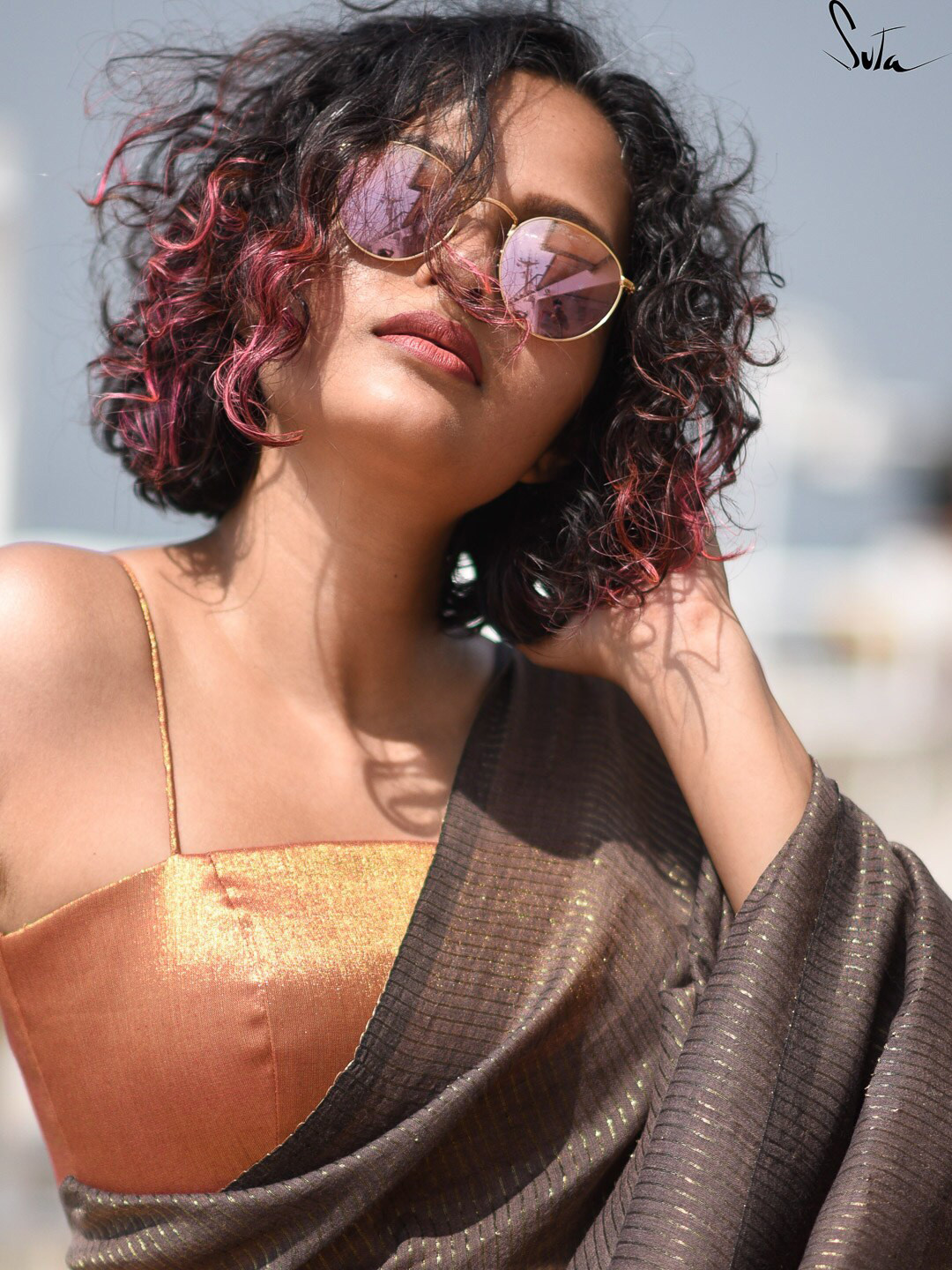 Suta Orange Solid Saree Blouse