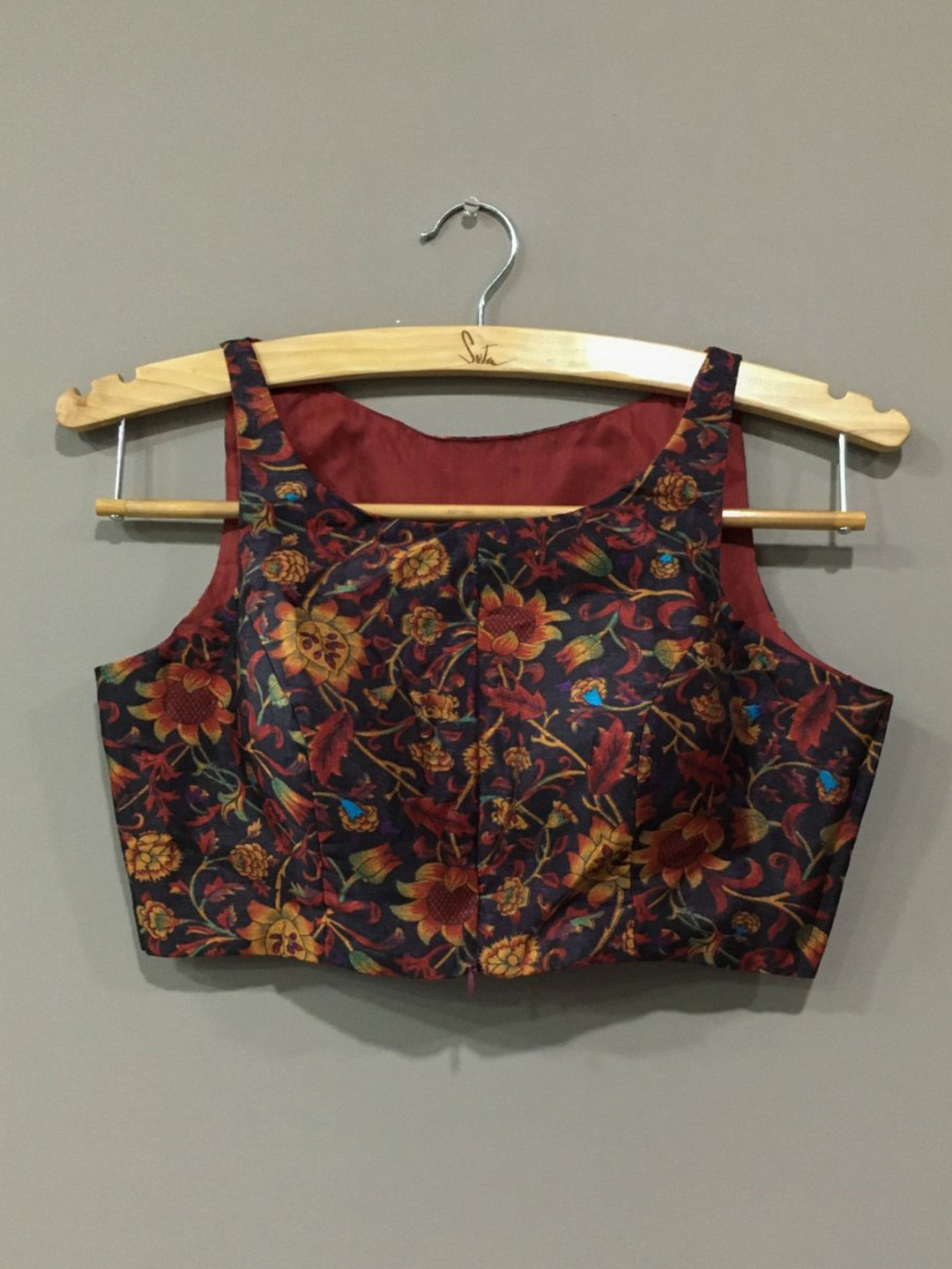 Suta White Kalamkari Printed Cotton Saree Blouse