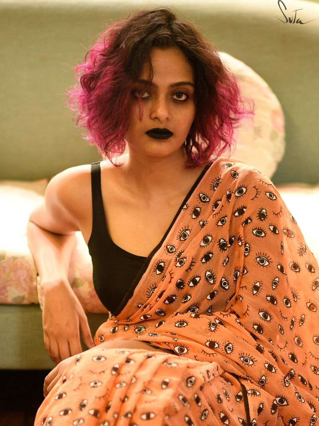 Suta Black Solid Saree Blouse