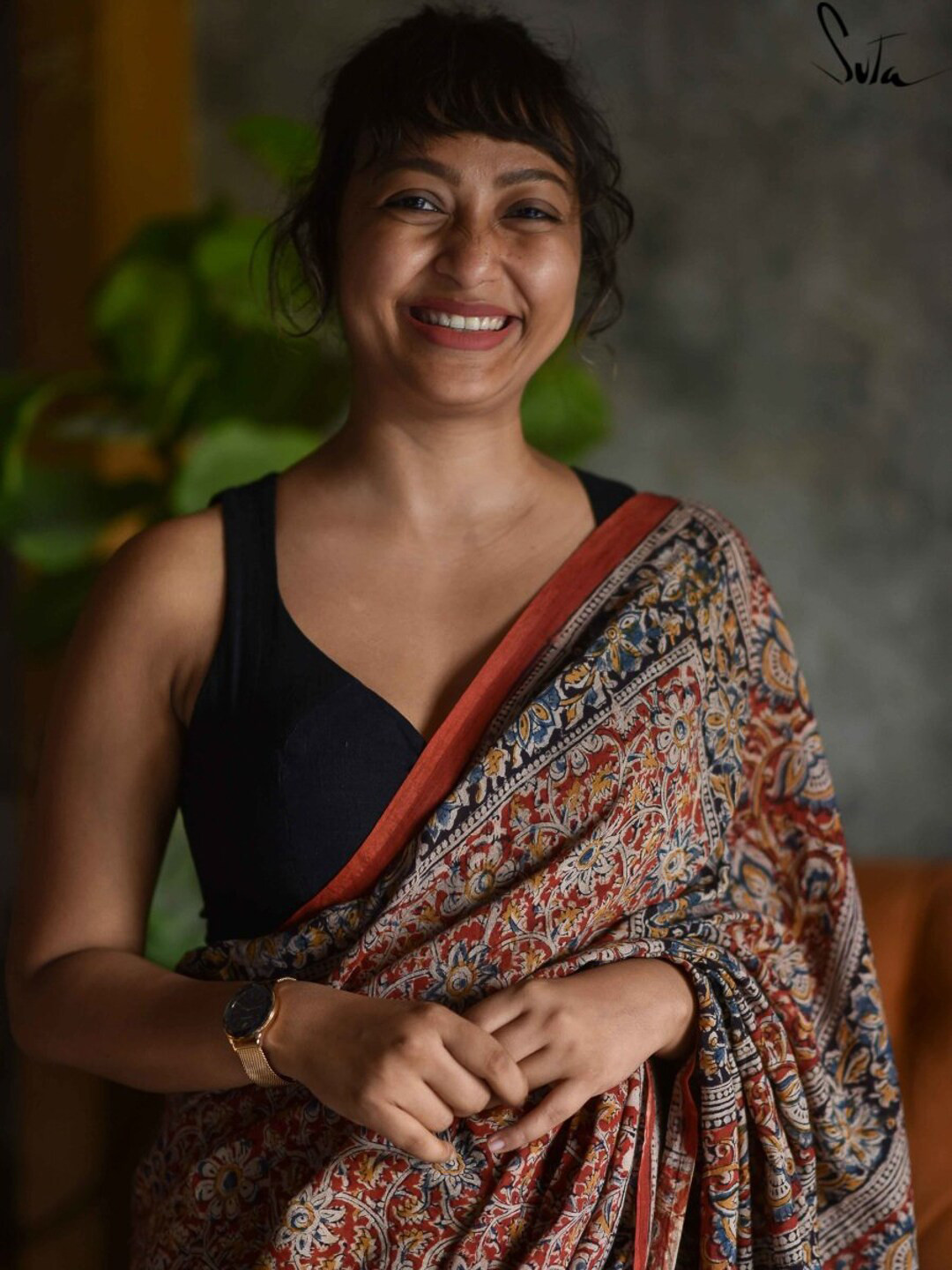 Suta Black Solid Saree Blouse