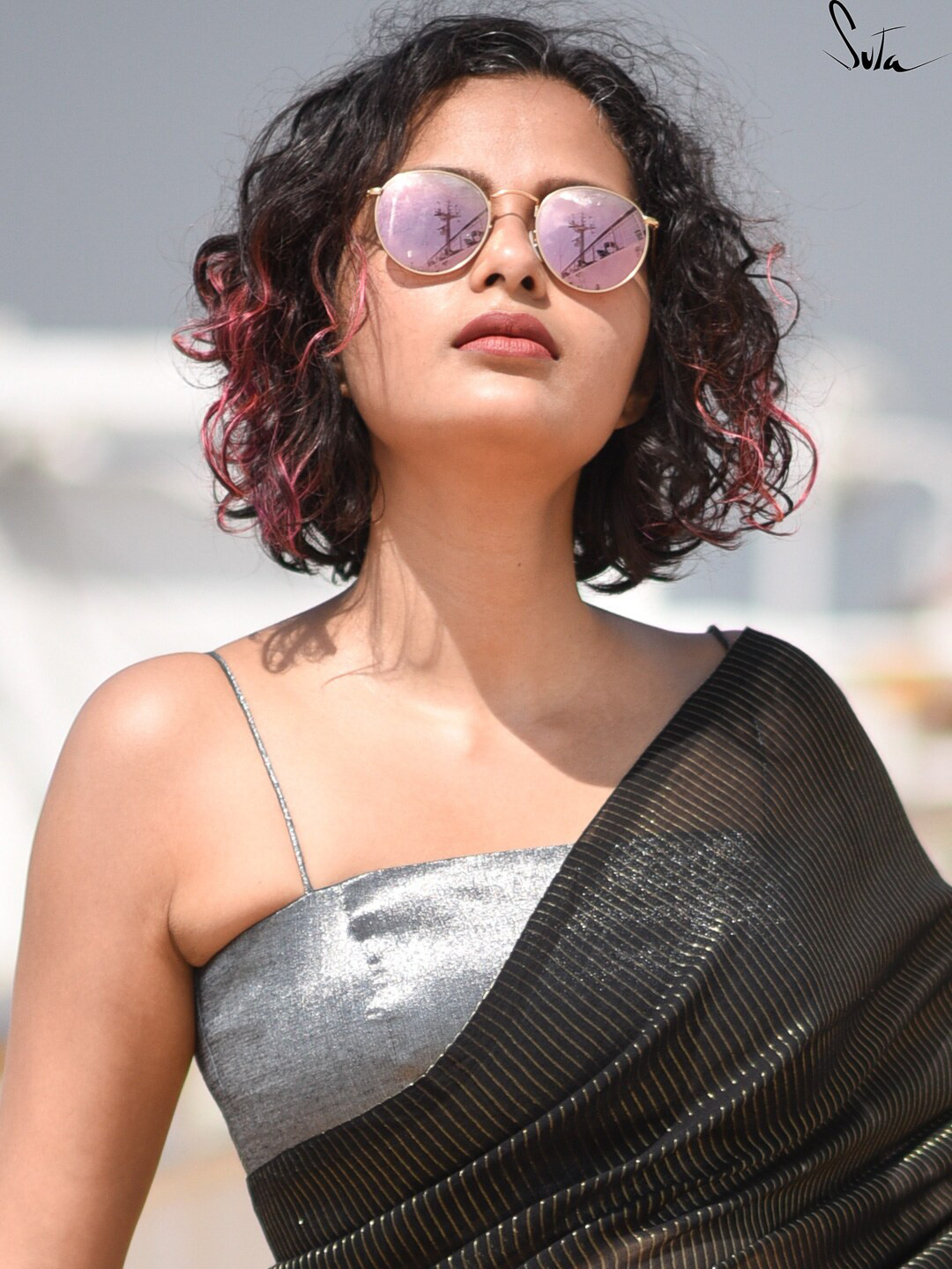 Suta Women Silver Colored Solid Saree Blouse